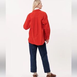 Frnch paris carla shirt chemse Rouge corduroy red button up shirt small new